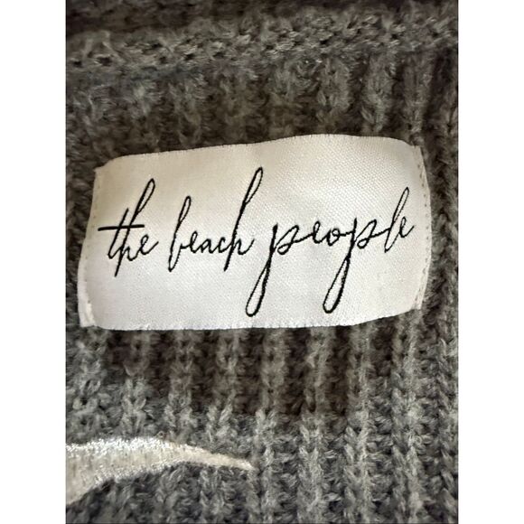 The Beach People The Twin Palms Grey Ribbed Cardigan Sweater M L - Picture 9 of 11
